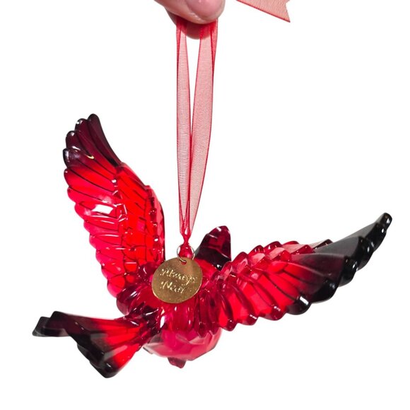 Cardinal Ornament Red Acrylic Bird Always Near Lost Loved One Grief Enesco Xmas - Picture 5 of 14